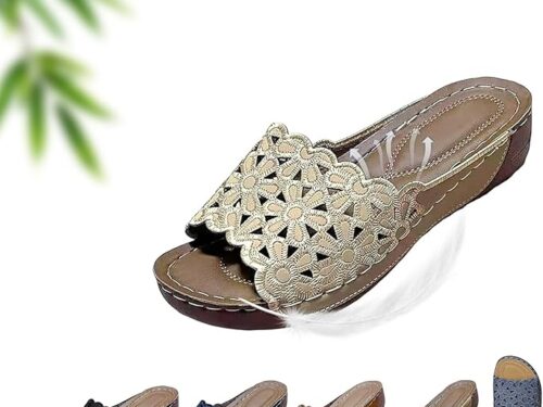 Breathable orthopedic open-toe slippers for women, with soft cushioning. Arch support